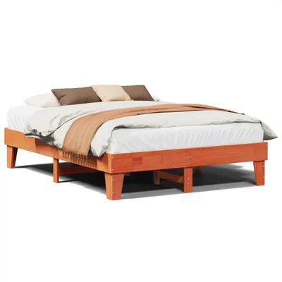 Image de vidaXL Lit en bois massif sans matelas pin brun cireux 150x200 cm
