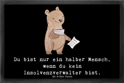 Produktbild von Mr. & Mrs. Panda abstreifer Insolvenzverwalter Herz 40 x 60 cm - Schwarz - Geschenk, Schmutzfangmatte, Schmutzmatte, Eingangsmatte, fußmatte, Sauberlaufmatte