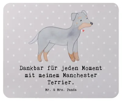 Produktbild von Mr. & Mrs. Panda Mauspad Manchester Terrier Moment - Grau Pastell - Geschenk, Mousepad, pc, mousematte, Mouse Pad, laptop