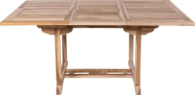 Produktbild von Gartentisch Madera, Teakholz massiv, Ausziehtisch 120-170 x 120 cm, mit Schirmloch & Einlegeplatte, Holztisch für Garten, Wintergarten oder Terrasse, pflegeleichtes Unikat aus Massivholz