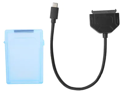 Image de Adaptateur SATA Type-C pour disque dur SSD ou HDD de 2,5 pouces, USB 3.0, 10 Go, avec boîtier de protection (bleu)
