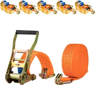 Produktbild von Safetytex 6x Spanngurt 8 Meter 50mm 5000kg 2tlg LKW Anhänger Zurrgurt orange