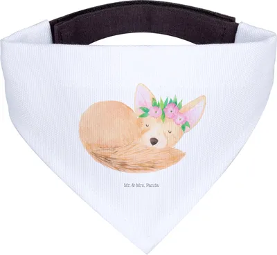 Produktbild von Mr. & Mrs. Panda Tuch Wüstenfuchs Blumen - Weiß - Geschenk, Hund Halstuch, Wüste, Glücklich, Afrika, Hunde, Hunde-Halstuch, Blumenkranz, Hundehalstuch