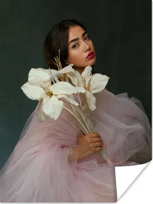 Produktbild von MuchoWow® Poster Frau - Blumen - Porträt 120x160 cm - Wandbilder
