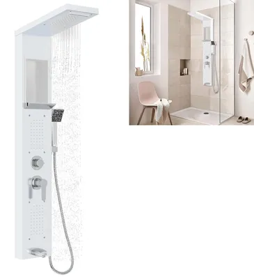 Productafbeelding van Douchpaneel met 5 functies - Regendouche - Handdouche - Rugmassage - Wandmontage