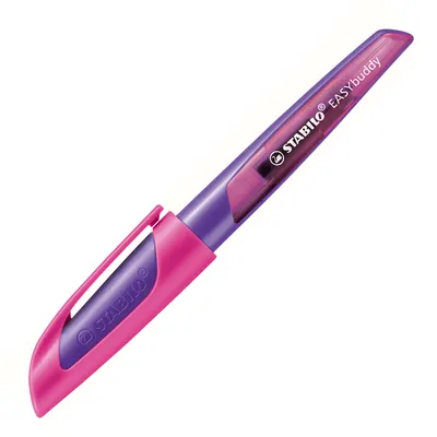 Produktbild von Schulfüller mit Linkshänder-Feder L - STABILO EASYbuddy in lila/magenta - Schreibfarbe blau (löschbar) - Einzelstift - inklusive Patrone