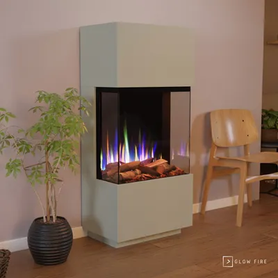 Produktbild von Glow Fire Elektrokamin 'PR11' in  LED Standkamin in weiß mit Heizung (1500 W) | HxBxT: 130x61,5x40cm