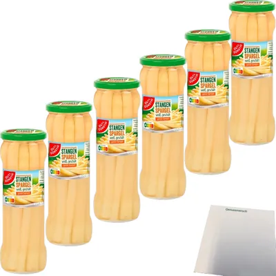 Produktbild von Gut & Günstig Stangenspargel weiß im Glas 6er Pack (6x330g Glas) + usy Block
