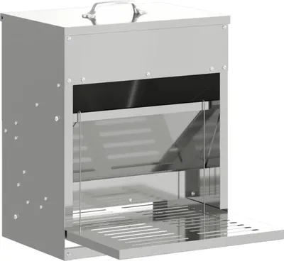 Produktbild von vidaXL Hühnertretfeeder Silber 33 x 42 x 40 cm Verzinkter Stahl