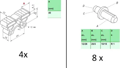 Produktbild von 10x Kappen Bett Lattenrost Endkappen Halter Bettkappen Gummi Reparatur DIY Neu(117_ 4x 115 + 8x Befestigungsbolzen)