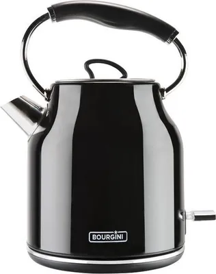 Produktbild von Bourgini Nostalgischer Wasserkocher Deluxe - Schwarz - Retro Design - 1.7L