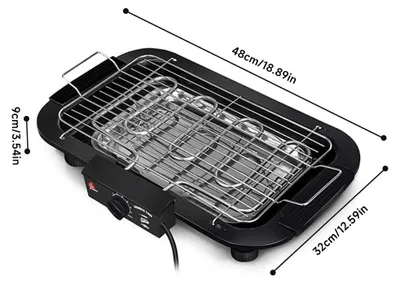 Produktbild von Elektrischer Grill - Tischgrill indoor/outdoor - 1800W 220V - 6-stufige Temperaturregelung bis 350°C - Abnehmbare Fettauffangschale - EU-Stecker - Schwarz