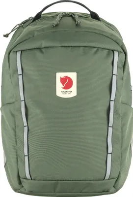 A green backpack is shown against a white background.