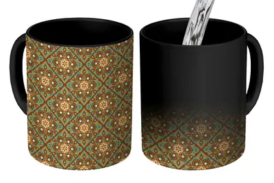Obrázok produktu pre MuchoWow® Magický pohár Kvety - Vintage - Vzory - Bohémsky - Mandala 350 ml Pohár na zmenu farby Darček Nápad na darček - Foto hrnček