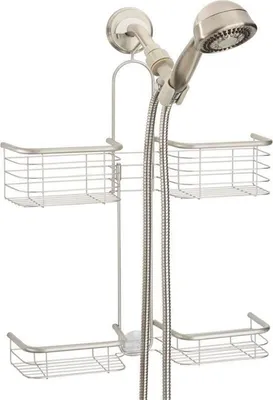 Produktbild von Duschregal Kopf 4 Körbe mattsilber mit Saugnapf Duschablage Duschkorb mDesign