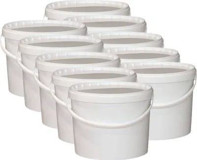 Produktbild von 10x 12,5 kg Honigeimer weiß 10L Kunststoff Vorratsbehälter mit Deckel Eimer ohne Aufdruck lebensmittelecht und luftdicht