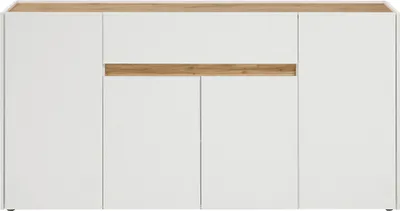 Produktbild von Esszimmer Sideboard CRISP-61 in weiß mit Absetzungen in Wotan Eiche Nb., B/H/T: ca. 170/87/40 cm