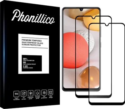 Produktbild von Hartglas für Samsung Galaxy A42 [2 Stück] Displayschutzfolie Screen Protector mit schwarzem Rand Film Anti-Kratzer Glas Resistant Phonillico®