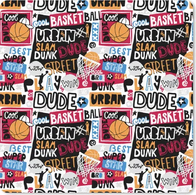 Produktbild von MuchoWow® Mauspad Mousepad Basketball - Zitate - Muster - Alphabet 30x30 cm - Mousepads - Maus Mat - Pad - Mausunterlage - Gaming