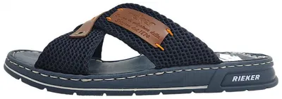 Produktbild von Rieker Herren Pantolette mit weicher Kreuzbandage Netzstoff in Mesh Optik 21239, Größe:44 EU, Farbe:Blau