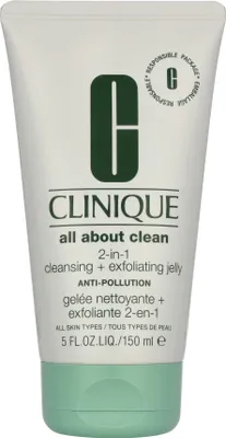 Produktbild von Clinique All About Clean 2-in-1 Cleansing + Exfoliating Jelly, Reinigungsgel, Frauen, Jeder Hauttyp, Reinigend, Exfoliation, Glättend, Salicylsäure, Tube