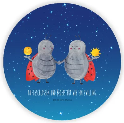Produktbild von Mr. & Mrs. Panda magnet Sternzeichen Zwilling - Sternenhimmel Blau - Geschenk, Glückskäfer, Zwillingsschwester, für kühlschrank, Marienkäfer, Zwillinge, haftmagnet