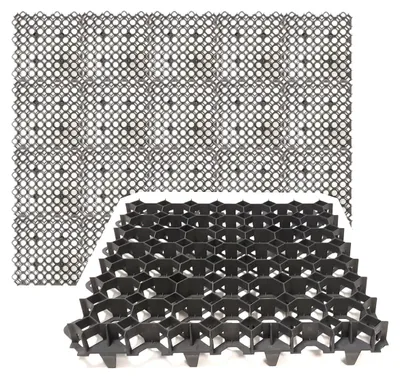 Produktbild von Rasengitter aus Kunststoff 50 x 50 cm, 20 Stk. Paddockplatten zur Bodenstabilisierung, schwarz