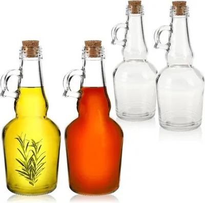 Image de Carafe en verre, lot de 4, bouteille en verre avec bouchon en liège