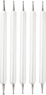 Produktbild von 5er Nagel Punktierstift Set Doppelseitig Punktierung Werkzeug DIY Nagel Desing, Farbe:Weiß
