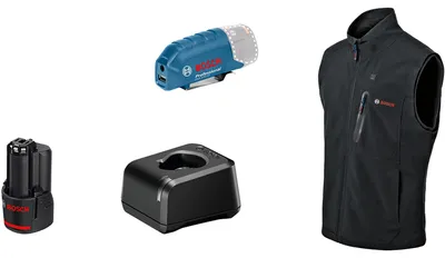 Obrázek produktu pro Vyhřívaná vesta BOSCH Professional GHV 12+18V XA, baterie 12V, 3 topné zóny, 3 stupně výkonu, XL, černá