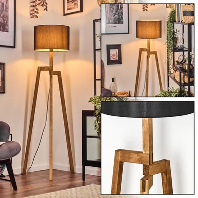 Produktbild von Tubione Stehlampe aus Holz/Metall mit Schirm aus Stoff (Ø 38 cm)