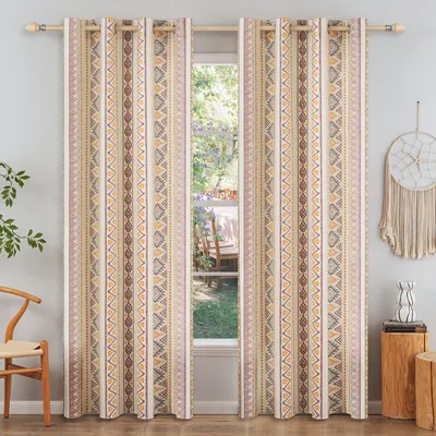 Produktbild von Indoor Gardinen 132x274cm 2 Stück Innenvorhänge Ösen Boho Vorhänge Raumteiler Curtains Schiebevorhang für Schlafzimmer,Bunt