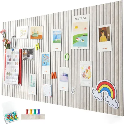 Image de Panneau mural en feutre adhésif, dimensions 90x60 cm, avec 35 punaises, idéal pour le bureau