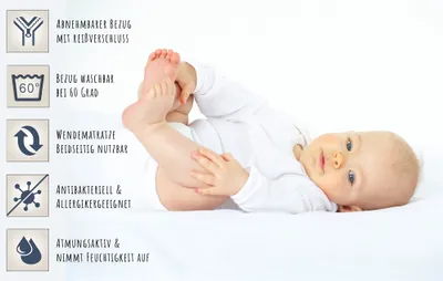 Produktbild von Babymatratze KOKOS 70x140 cm mit gestepptem Aloe Vera-Bezug, 10 cm hoch, Körpergewicht bis 60 kg, Babymatratze Kindermatratze 70 x 140 Kokos-Matratze für Babybett oder Kinderbett