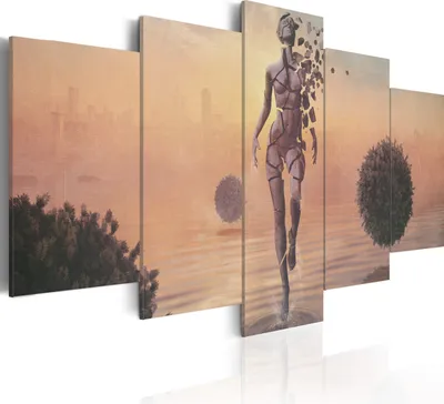 Zdjęcie produktu dla Obraz na płótnie abstrakcyjny 200x100 cm włóknina obraz na płótnie 5 sztuk art print nowoczesna grafika ścienna XXL dekoracja ścienna design obraz na ścianę - Gestalt Panorama 020101-122