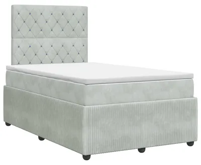 Zdjęcie produktu dla Łóżko sprężynowe z materacem jasnoszare 120 x 190 cm aksamitne