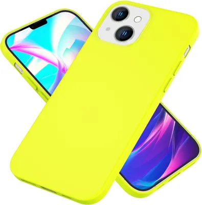 Immagine prodotto di Custodia per iPhone 14 Plus - Custodia in silicone neon colorata e vellutata antiscivolo giallo