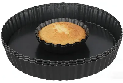 6er Set Tarteformen 10/22 cm, antihaftbeschichtet, Karbonstahl