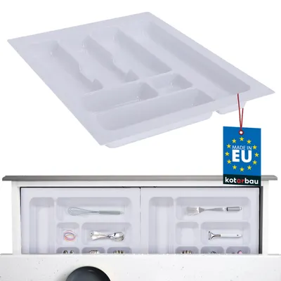 Zdjęcie produktu dla KOTARBAU® Organizer Na Sztućce Wkład Do Szuflady Kuchennej Biały 38,5 X 49 CM