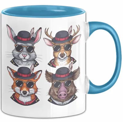 Produktbild von Jäger Tasse Geschenk Hase Wildschwein Fuchs Geschenkdiee Jagd (Blau)
