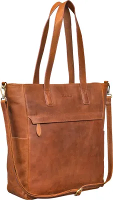 Produktbild von Benthill Shopper Damen Leder Groß - Ledertasche mit Reißverschluss - Umhängetasche aus Echtleder - Handtasche Vintage