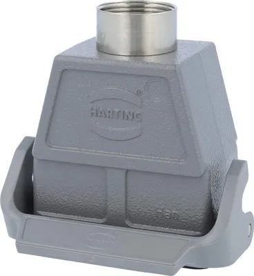 Image de HARTING Han 10B Boîtier d'accouplement haut, 1xPG21 sortie de câble droite, avec 1 étrier longitudinal Raccord vissé PG21 Plage de serrage