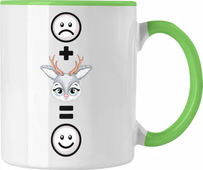 Produktbild von Trendation - Reh Tasse Geschenk für Reh-Liebhaber Lustige Geschenkidee :( + Rehe = :) Geburtstag (Grün)