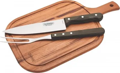 Immagine prodotto di Coltello e forchetta per tagliare la carne con tagliere