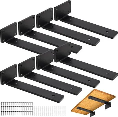Produktbild von Famanu Wandregalhalterung 8 Stück 8 Zoll - Schwarze Metall L-Halter