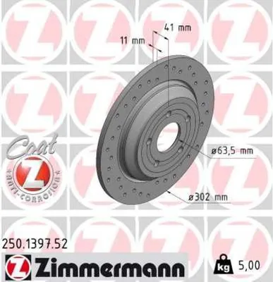 Image de 2x ZIMMERMANN disque de frein SPORT COAT Z Arrière 250.1397.52