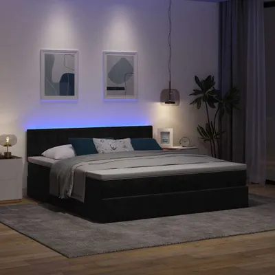 Produktbild von Maison Exclusive - Ottoman-Bett mit Matratze & LEDs Schwarz 160x200 cm Samt