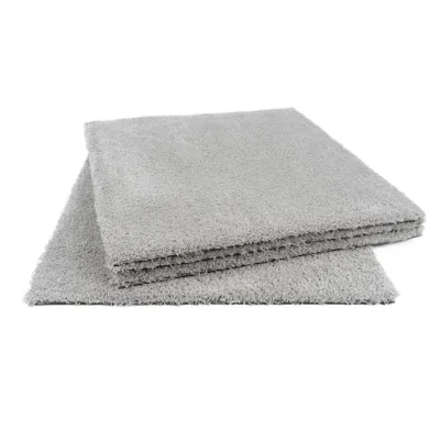 Produktbild von Teppichfliesen 50 x 50 cm weich Flauschige Teppichfliesen hellgrau für Schlafzimmer und Wohnzimmer Velours Qualität