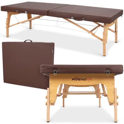 Immagine prodotto di Lettino da massaggio HABYS NIRO | Lettino per massaggio thailandese, lettino terapeutico, lettino da massaggio in legno | Regolabile in altezza, ampia superficie di appoggio | 190 x 80 cm | Marrone