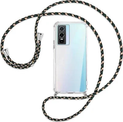 Produktbild von Handykette Backcover-Schutzhülle mit Band (Metall silberfarben) für vivo Y76 5G - camouflage